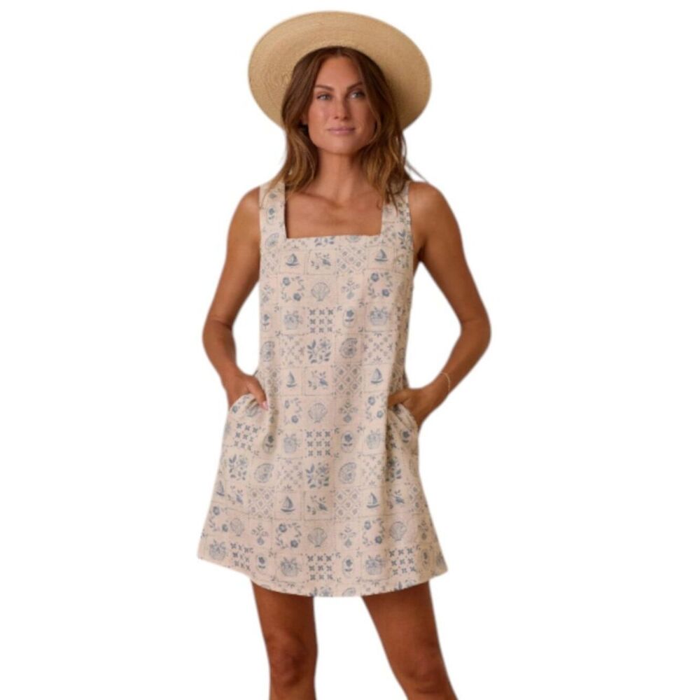 NWT! Rylee + Cru Women's Kala Portuguese-inspired Tile Print Mini Dress Size XL